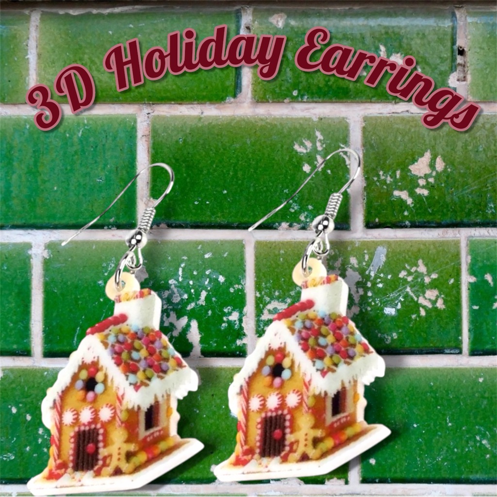 Nwt Acrylic Christmas Gingerbread House Earrings